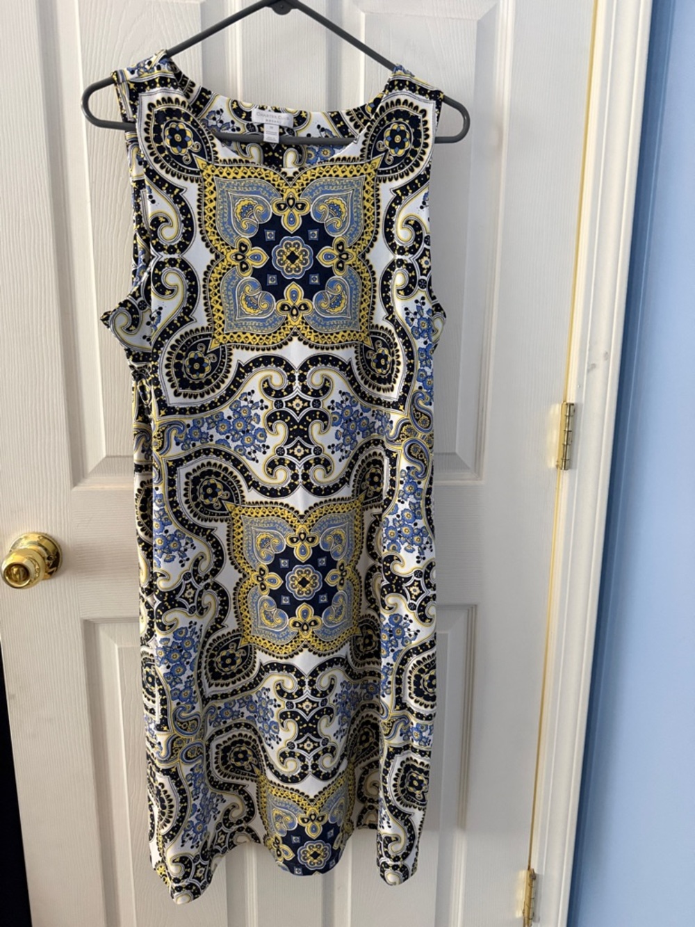 Charter Club Sleeveless Midi Dress in Blue, Gold and White